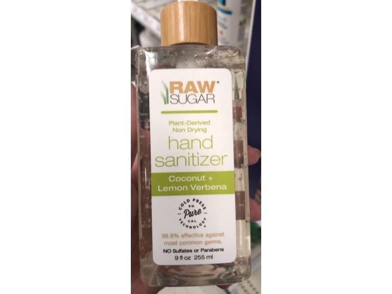 Raw Sugar Hand Sanitizer, Coconut + Lemon Verbena, 9 fl oz/255 mL