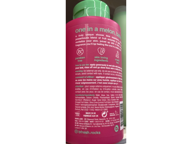 b.fresh You're One In A Melon Body Wash, Watermelon Mint, 16 fl oz/473 mL
