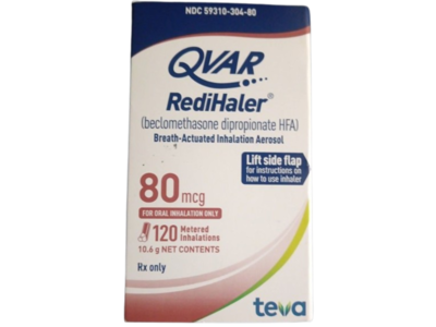 Qvar Redihaler (beclomethasone dipropionate) 80 mcg, 10.6 g, Teva (Rx)