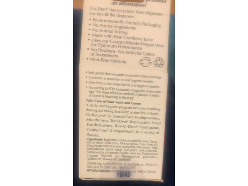 Eco - Dent Dental Floss, Cranberry & Aloe Vera