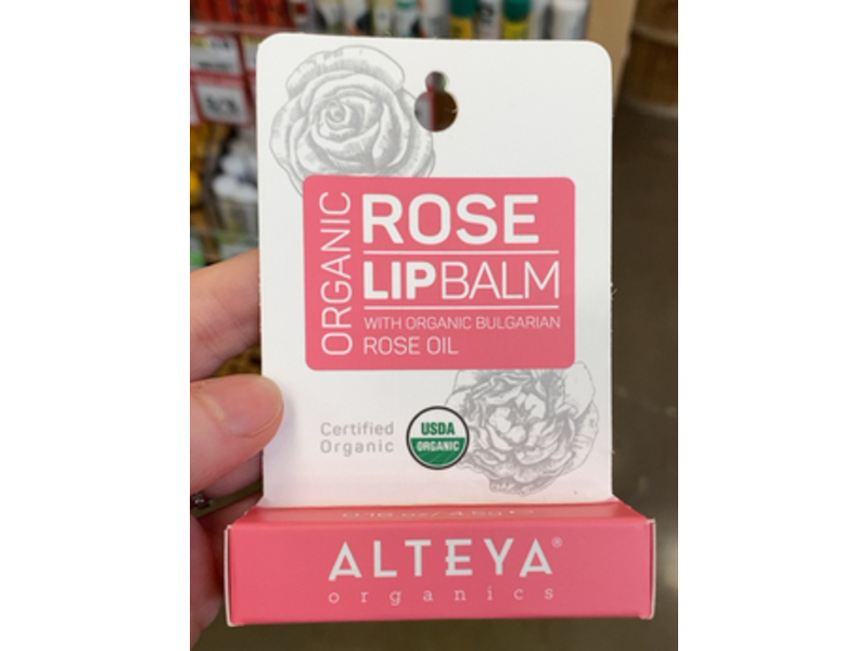 Alteya Organics Lip Balm, Organic Bulgarian Rose Oil, 0.17 fl oz/5 g