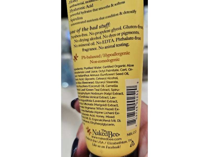 The Naked Bee Moisturizing Hand & Body Lotion, Coconut & Honey, 2.25 fl oz/67 mL, Pack Of 2