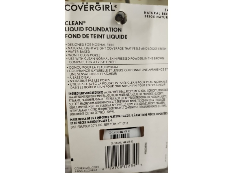 Covergirl Clean Liquid Foundation, 140 Natural Beige , 1 fl oz/30 mL