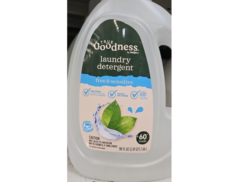 True Goodness By Meijer Laundry Detergent, Free & Sensitive, 60 Loads, 90 fl oz/ 2.66 L