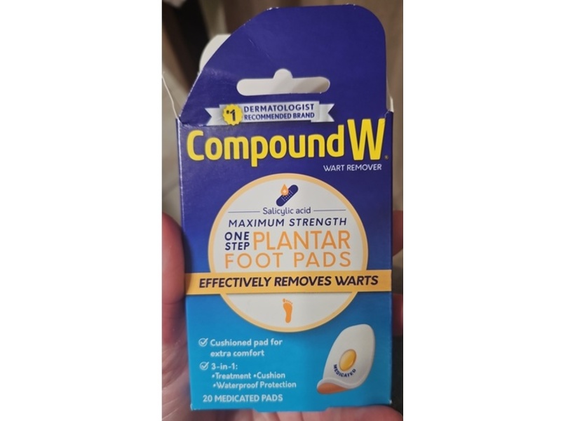 Compound W One Step Plantar Wart Remover Foot Pads, 20 Count