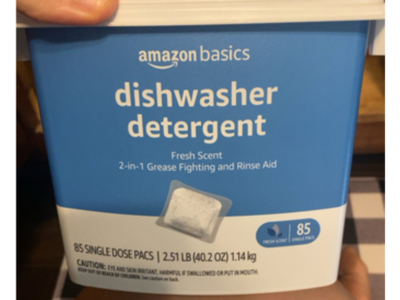 Amazon Basics Dishwasher Detergent Pacs, Fresh Scent, 40.2 oz/2.51 Lb, 85 Count