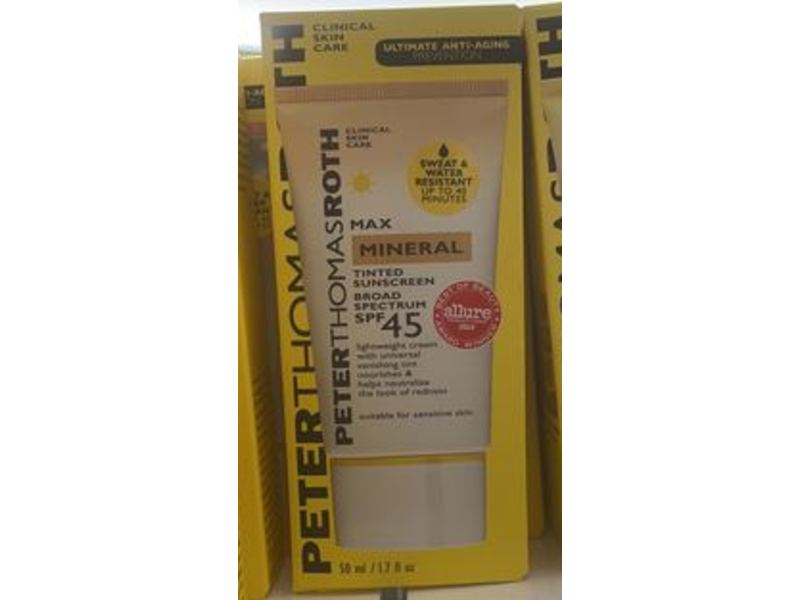 Peter Thomas Roth Max Mineral Tinted Sunscreen, Sensitive Skin, SPF 45, 1.7 fl oz/50 mL