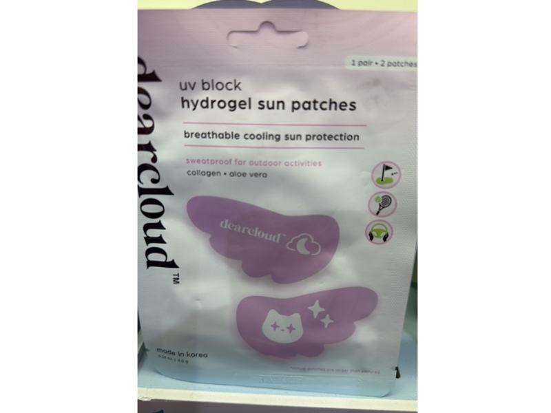 Dearcloud Uv Block Hydrogel Sun Patches, Collagen + Aloe Vera, 0.14 oz/4 g, 1 Pair
