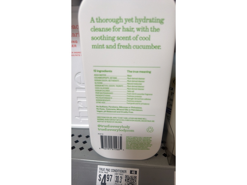 True Moisturizing Shampoo, Fresh Mint & Cucumber, 16.4 fl oz/487 mL