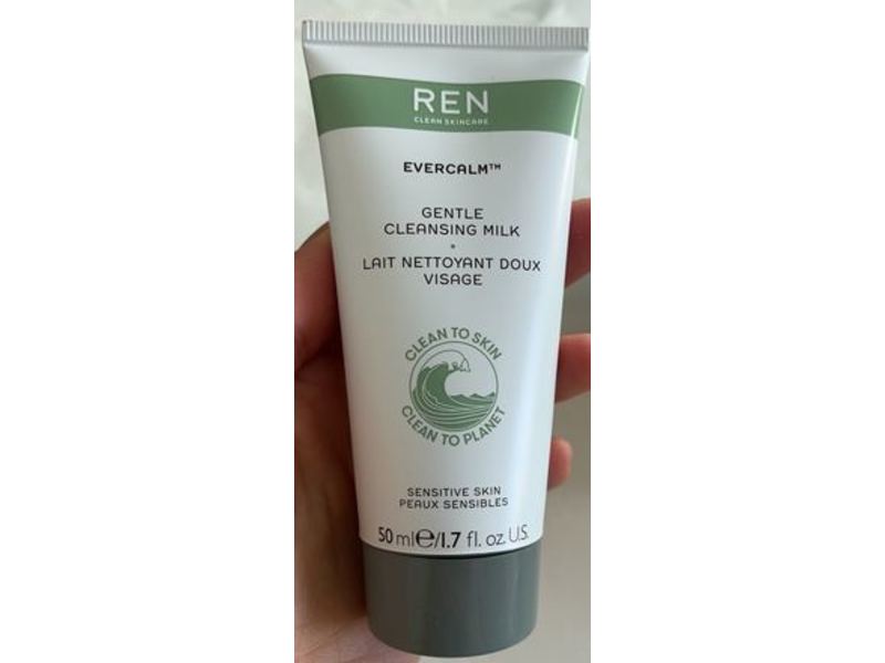 REN Clean Skincare Evercalm Gentle Cleansing Milk, 1.7 fl oz/50 mL