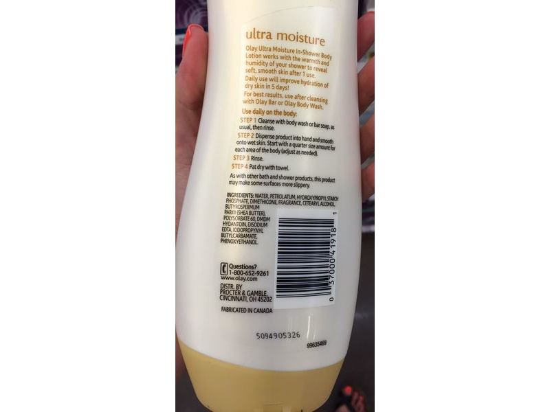 Olay In Shower Ultra Moisture Body Lotion, Shea Butter, 15.2 fl oz/450 mL