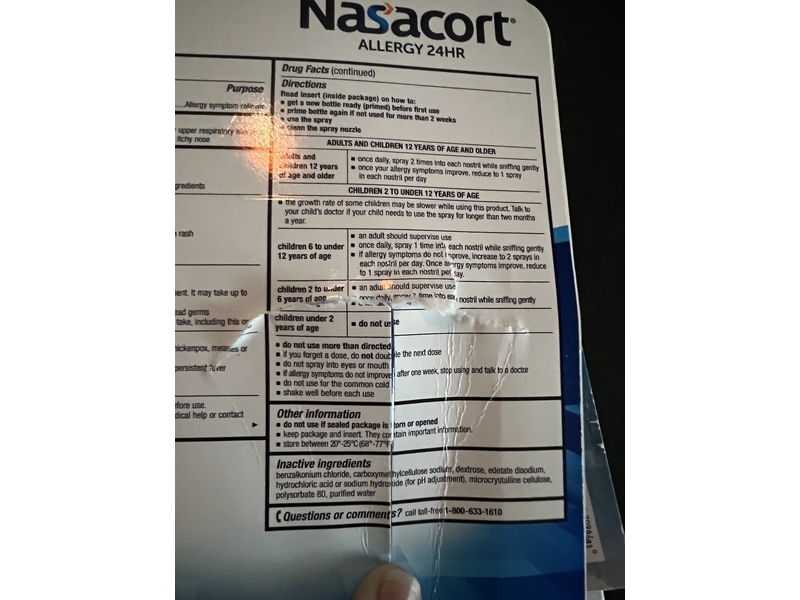 Nasacort Allergy Nasal Spray, 0.57 fl oz/16.9 mL, Pack Of 4