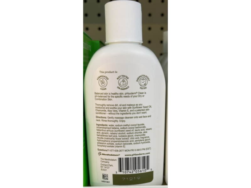 Phisoderm Clean Moisturizing Cream Cleanser, Gentle & Mild, 6 fl oz/177 mL