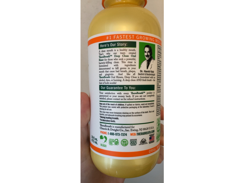TheraBreath Deep Clean Oral Rinse Antiseptic Antigingivitis / Antiplaque Mouthrinse, Fresh Mint, 16 fl oz/473 mL, Pack Of 2
