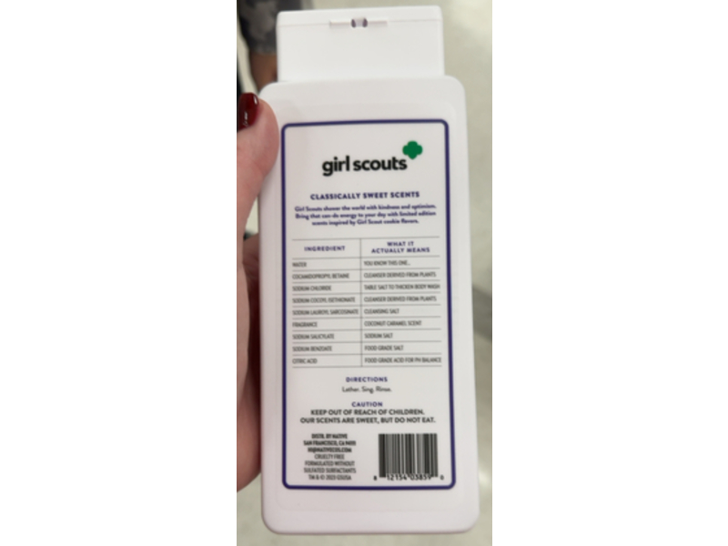 Native Limited Edition Girl Scouts Body Wash, Coconut Caramel, 18 fl oz/532 mL