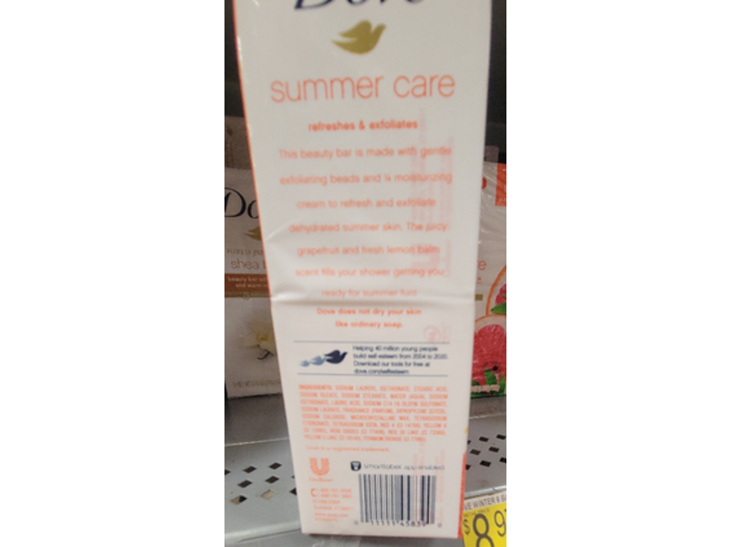 Dove Summer Care Bar Soap, 3.75 oz/106 g, 8 Count