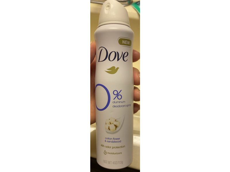 Dove Deodorant Spray, Cotton Flower & Sandalwood, 4 oz/113 g, Pack Of 3