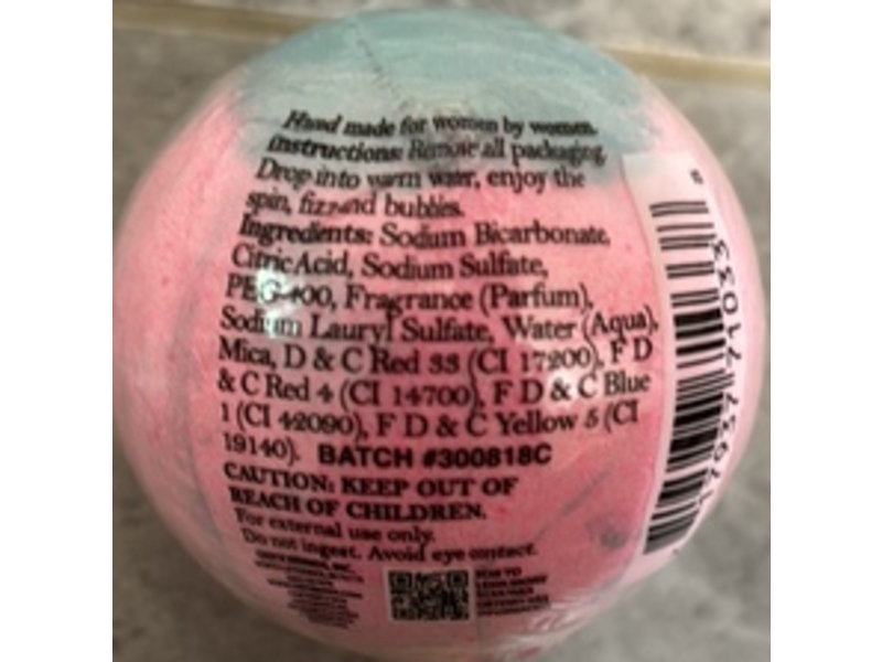 Onyx Bathhouse Sugar Sugar Bath Bomb, Strawberry + Cream, 4.9 oz/140 g