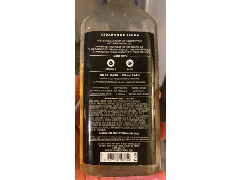 Bath & Body Works Aroma Body Wash + Foam Bath, Cedarwood Sauna,10 fl oz/295 mL