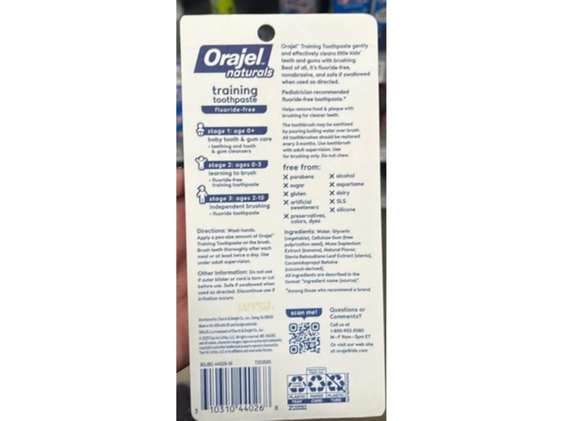 Orajel Naturals Ms. Rachel Kids Training Toothpaste & Brush, 1 fl oz/28 g