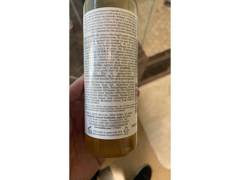 Kiehl's Creme De Corps Smoothing Body Cleanser, Oil-To-Foam, 8.4 fl oz/250 mL