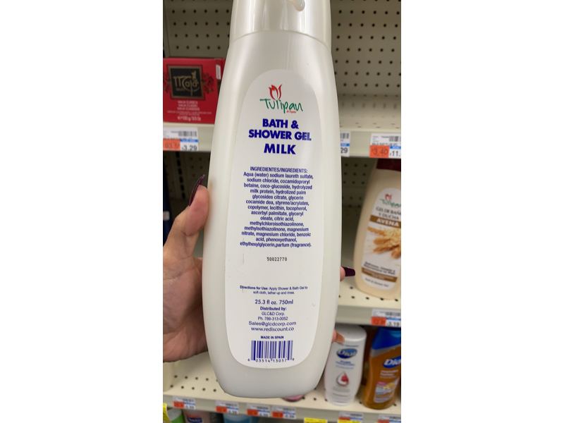 Tulipan Bath & Shower Gel, Milk, 25.3 fl oz/750 mL