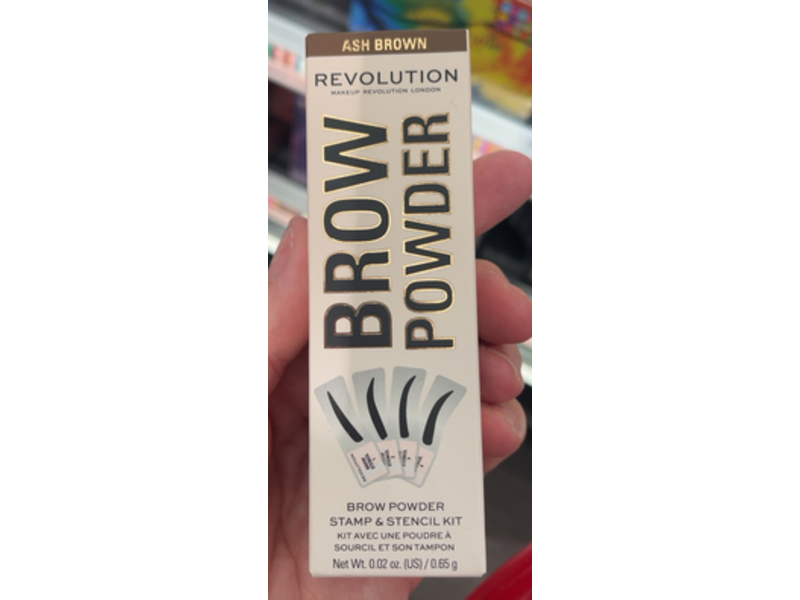 Revolution Brow Powder Stamp & Stencil Kit, Ash Brown, 0.02 fl oz/0.65 g