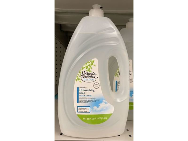 Nature's Promise Powerful Dishwashing Soap, Free & Clear, 56 fl oz/1.66 L