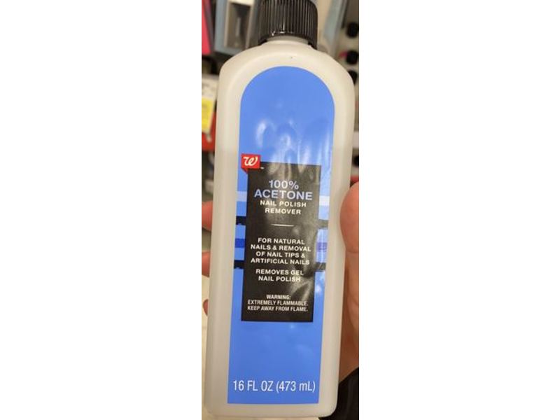Walgreen 100% Acetone Nail Polish Remover, 16 fl oz/473 mL