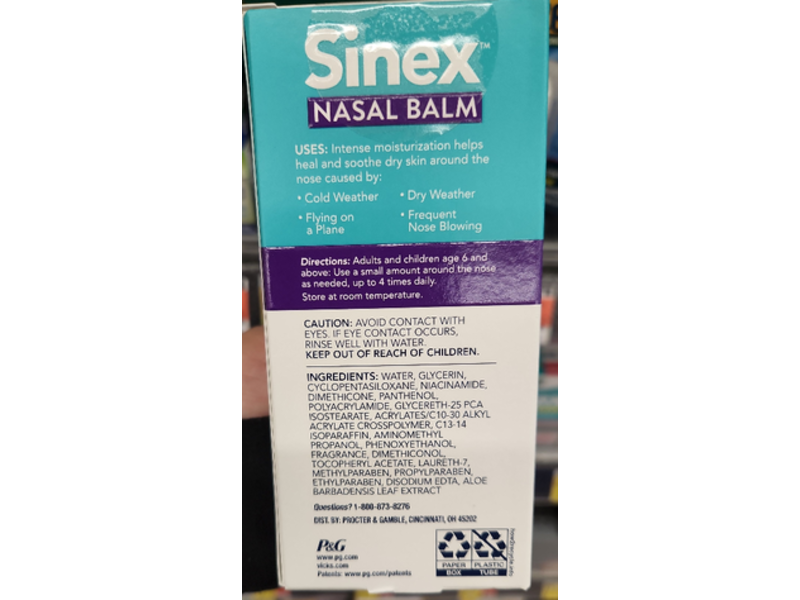 Vicks Sinex Nasal Balm Heals & Soothes, Aloe & Vitamin E, 0.5 fl oz/15 mL, Pack Of 2