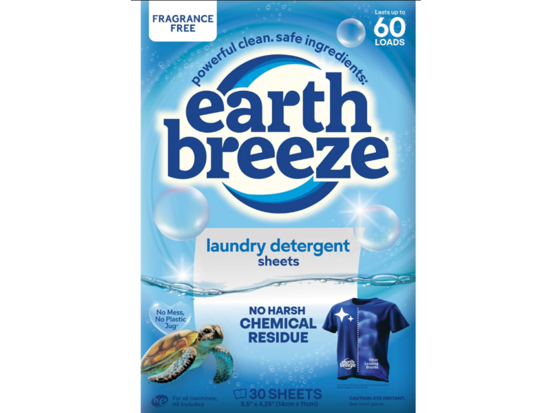 Earth Breeze Laundry Detergent Sheets, 60 loads, 30 Count