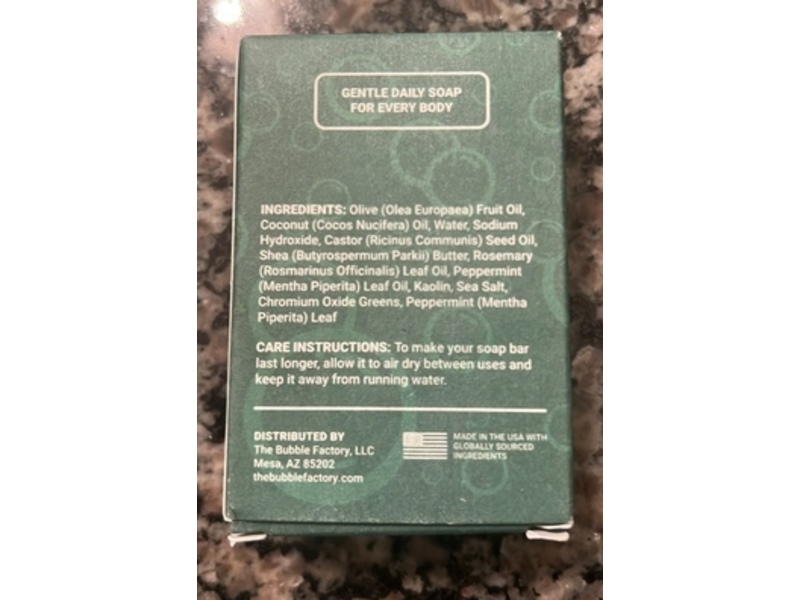 The Bubble Factory Soap Bar, Rosemary Mint, 3.5 oz/100 g