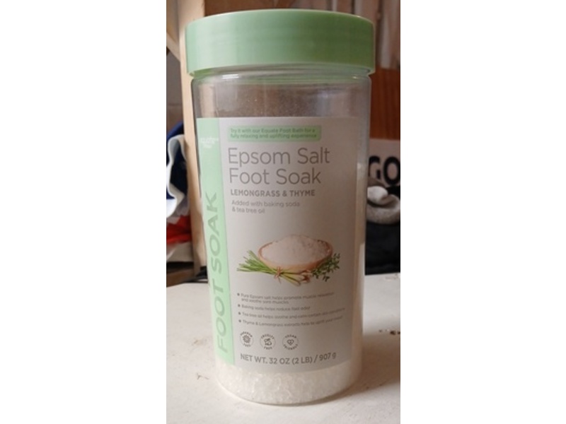 Equate Foot Soak Epsom Salt, Lemongrass & Thyme, 32 oz/907 g