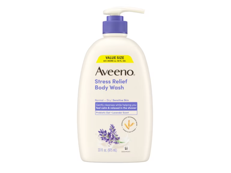 Aveeno Stress Relief Body Wash, LavenderScent, 33 fl oz /975 mL