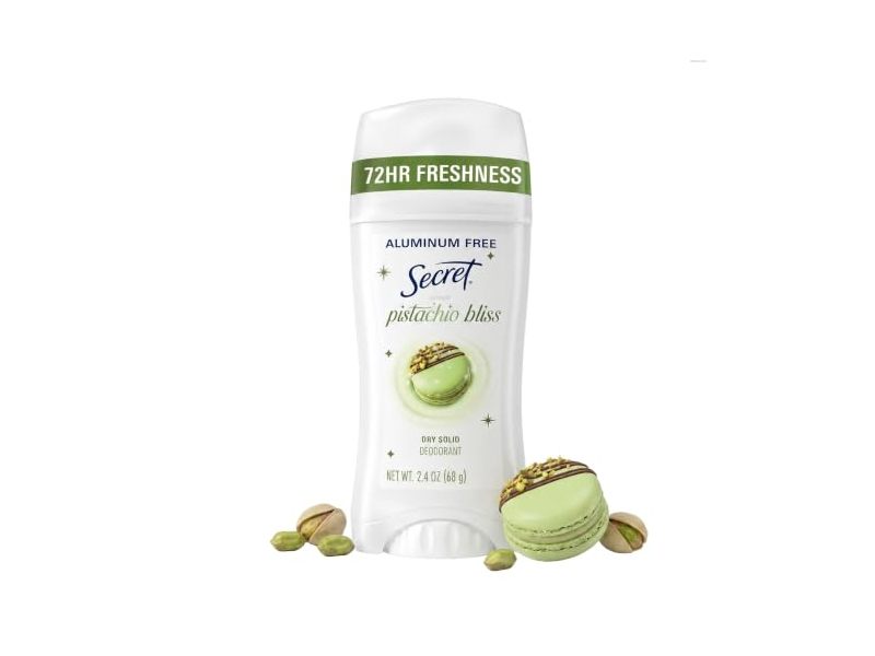 Secret Aluminum Free Dry Solid Deodorant, Pistachio Bliss Scent, 2.4 oz/68 g