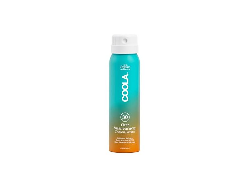 Coola Clear Sunscreen Spray, SPF 30, Tropical Coconut, 2 fl oz/60 mL
