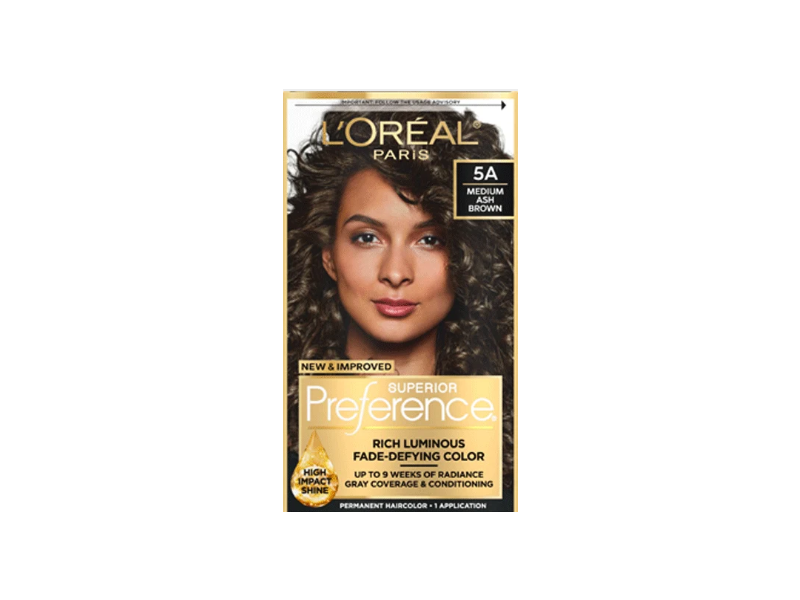 L'Oreal Paris Superior Preference Permanent Hair Color, 5A Medium Ash Brown, 1 Applicator