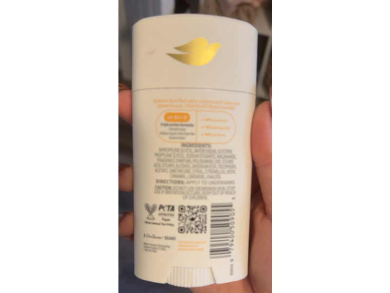 Dove Vitamin Care+ Deodorant Stick, Peaches & Shea Butter, 2.6 oz/74 g