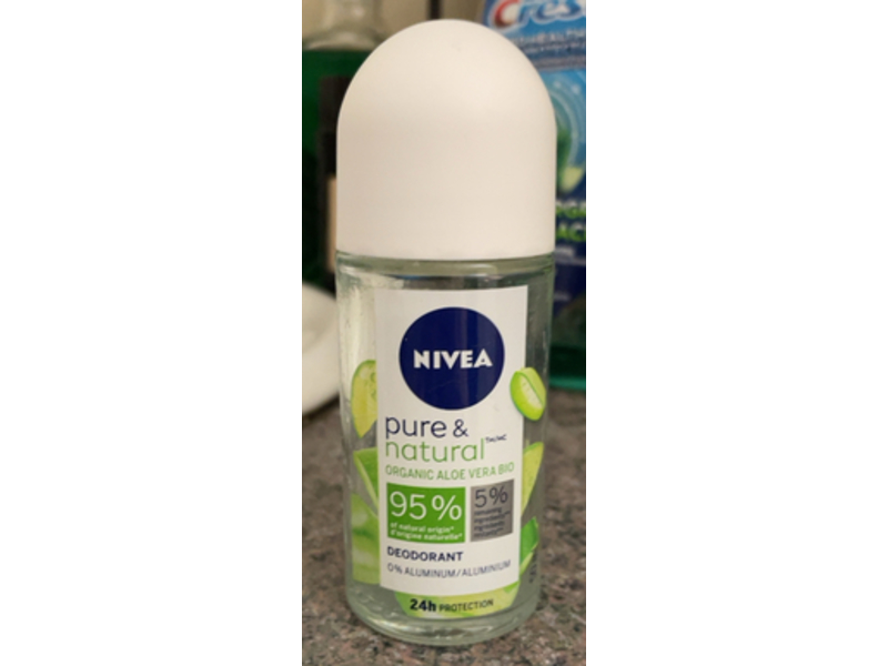 Nivea Pure & Natural Deodorant, Organic Aloe Vera Bio, 50 mL