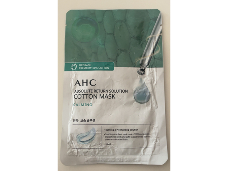 AHC Absolute Return Solution Cotton Mask, Calming, 28 mL
