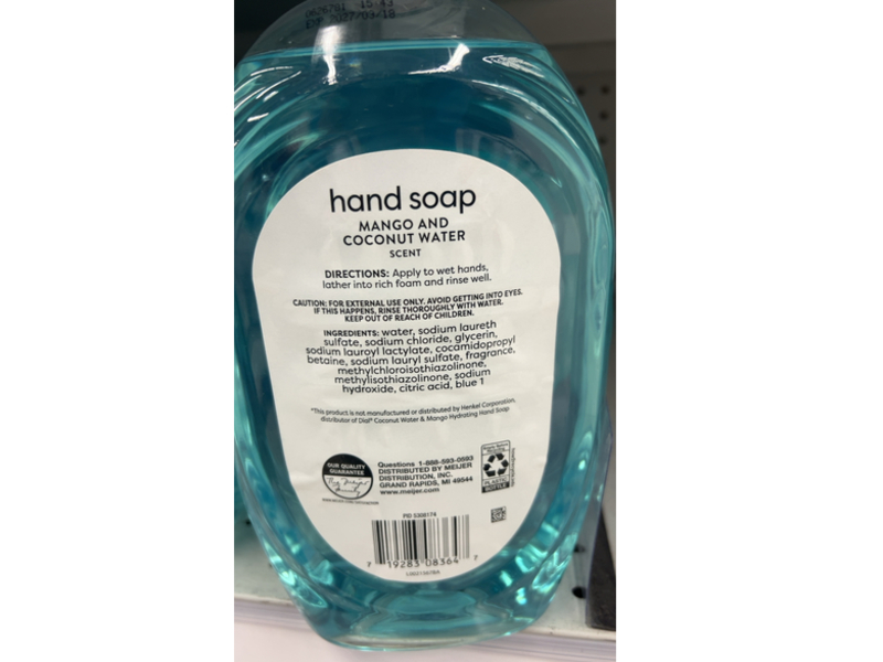 Meijer Hand Soap, Mango & Coconut Water, 50 fl oz/1.47 L