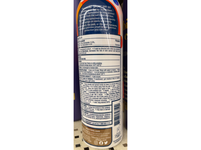 Fruit Of The Earth Sunworks Sport Spray Sunscreen, SPF 50, 5.5 fl oz/156 g