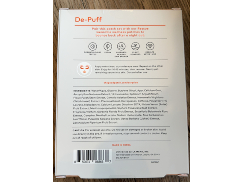 The Good Patch De-Puff Undereye Hydrogel Patches Set, 1.2 oz/34.02 g