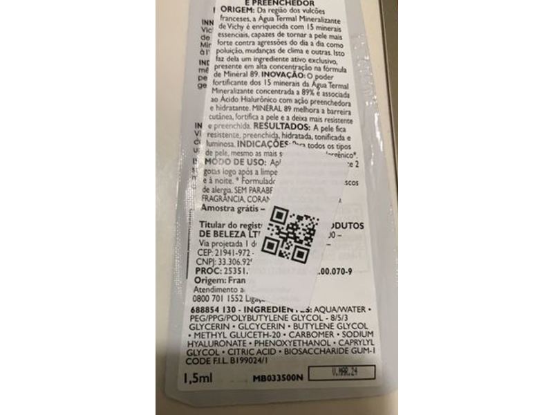 Vichy Laboratories Mineral 89 Skin Fortifying Daily Booster Face Serum, 1.5 mL