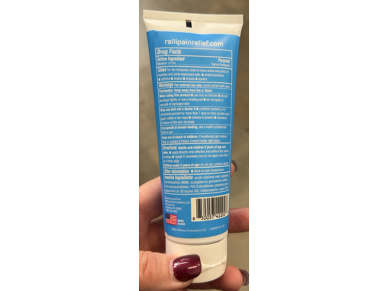 Ralli Rapid Pain Relief 10% Active Menthol Gel, 3 fl oz/88 mL