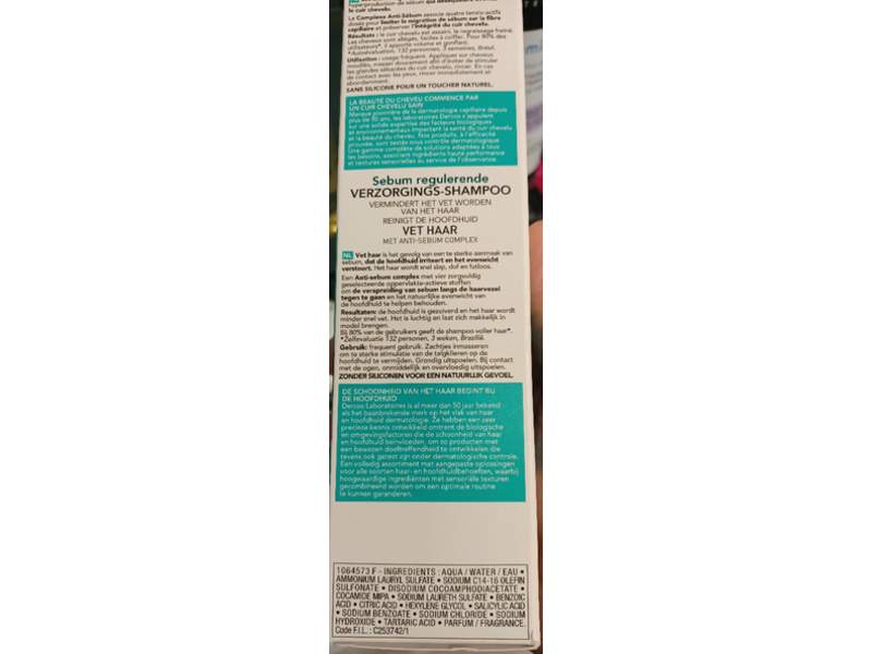 Vichy Dercos Technique Shampooing, Cheveux Gras, 200 mL