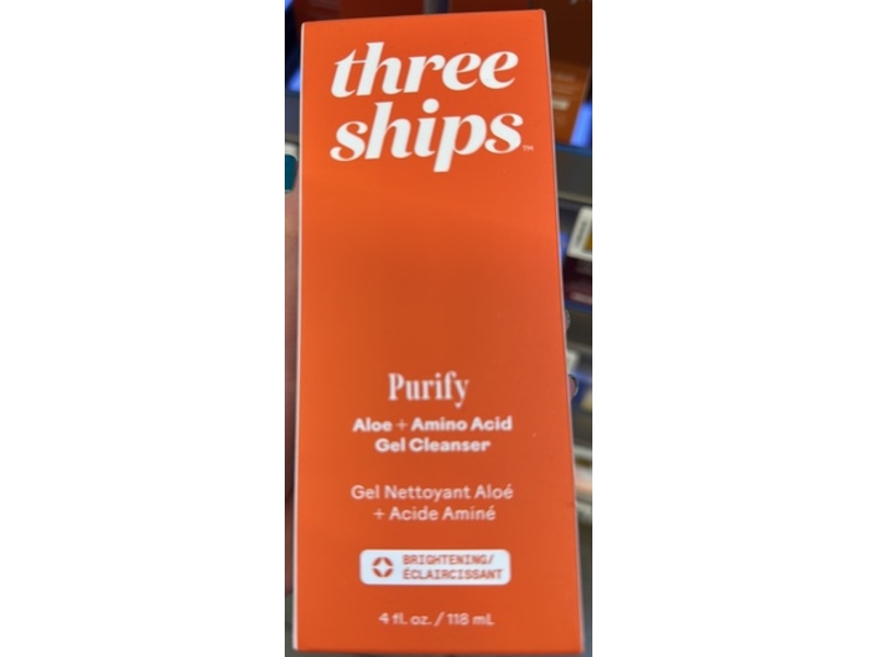 Three Ships Purify Gel Cleanser, Aloe + Amino Acid, 4 fl oz/118 mL