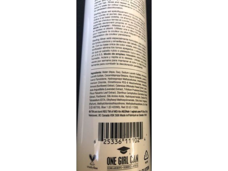 Ag Hair Care Sterling Silver Toning Shampoo, Colour Care, 10 fl oz/296 mL