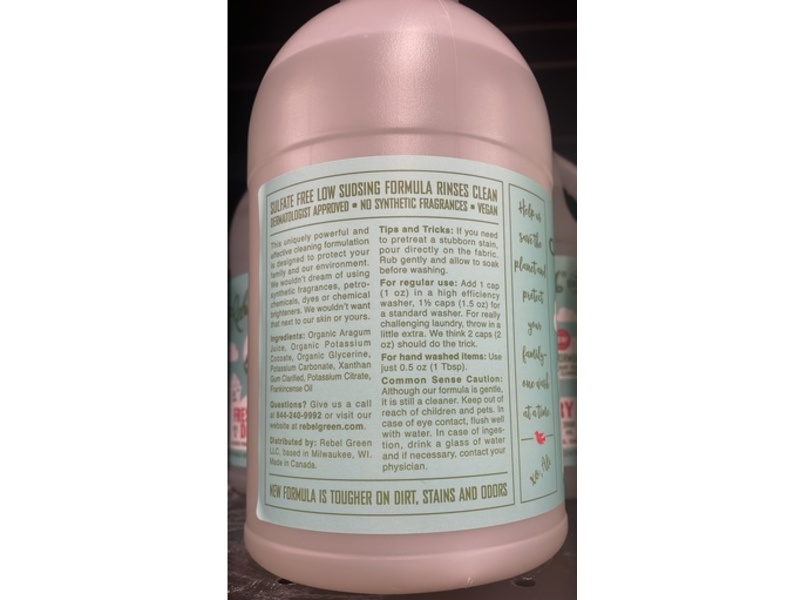 Rebel Green Fresh Laundry Detergent, Frankincense, 68 Loads, 68 fl oz/2000 mL