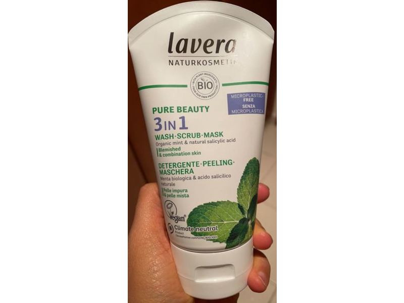 Lavera Pure Beauty 3 In 1 Wash-Scrub-Mask, Blemished & Combination Skin, 4.4 fl oz/125 mL